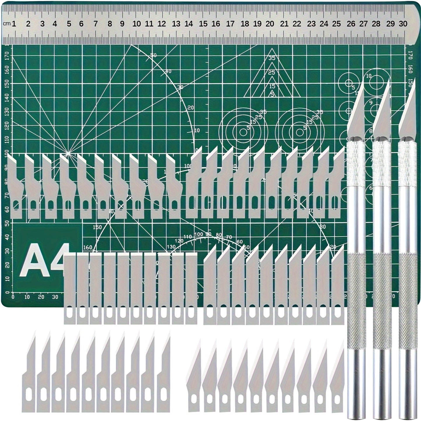 65pcs Craft Cutting Stencil Knife Set and A4 Cutting Mat Set, Art Craft Blade Cutting Tools