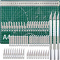 65pcs Craft Cutting Stencil Knife Set and A4 Cutting Mat Set, Art Craft Blade Cutting Tools