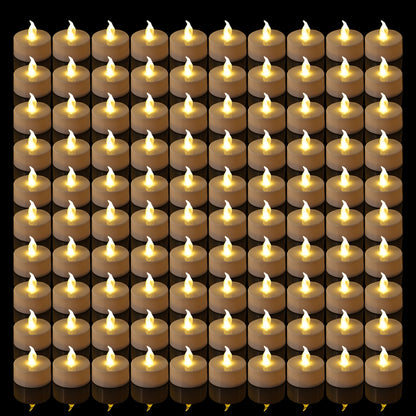 100 Pcs LED Candle Lights Warm Yellow Light Small Tea Wax Gift Set
