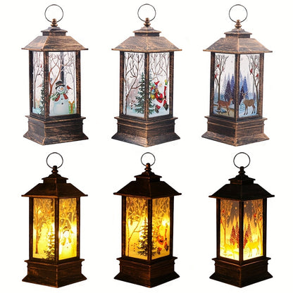 3 Pieces Christmas Lanterns Battery Operated Christmas Decorations Spinning Flashing Lanterns