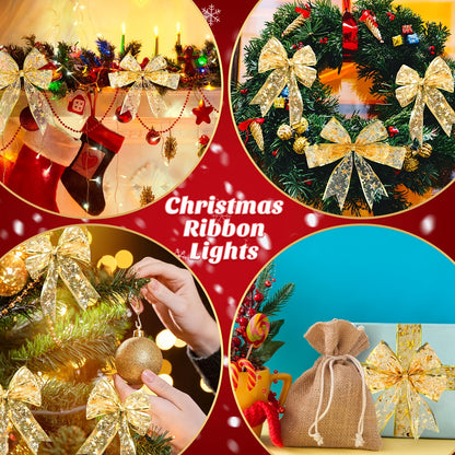 9.84 Foot Golden Christmas Ribbon Fairy Lights - Warm White LEDs