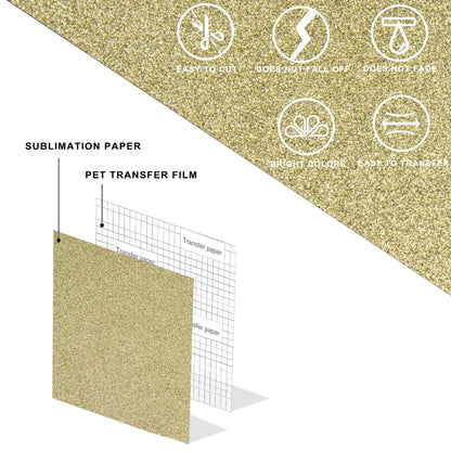 Glitter HTV Vinyl Bundle 10 Piece 12''x 10'', Sparkle Iron-On Heat Transfer Vinyl for T-Shirts and Garments,Shiny Adhesive Vinyl Sheets for Cricut,Silhouette and Cameo Cutters (Solid Color Series)