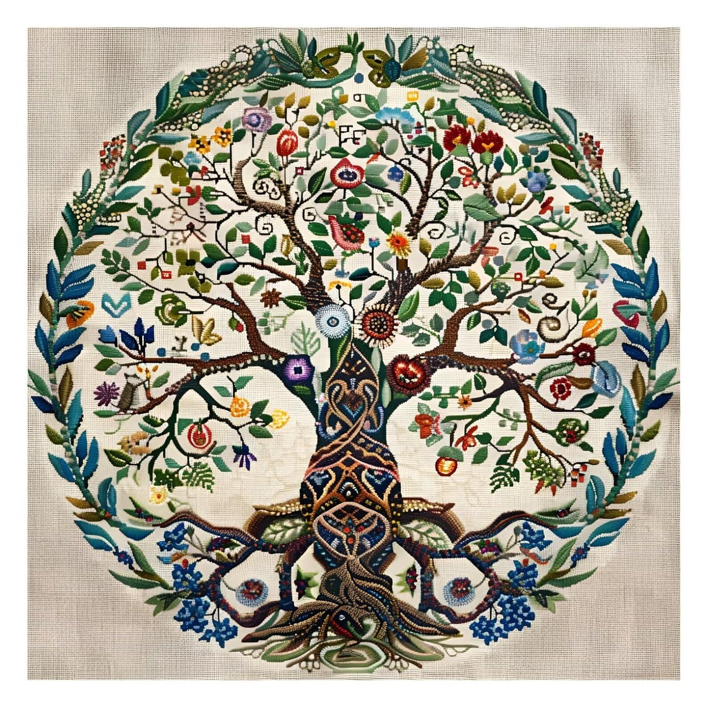 Tree of Life 11ct Cross Stitch Kits, 11 CT Funny Pre Printed Counted Stamped Cross Stitch Embroidery Needlepoint Needlework Patterns Kits for Beginners Adults Crossstitch 40x40 cm