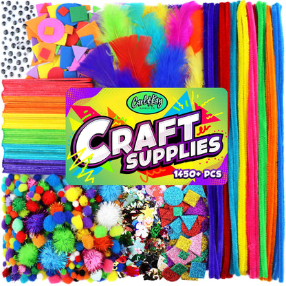 Arts and Crafts Supplies Kit for Kids - Boys and Girls Age 4 5 6 7 8 Years Old - Toddler Art Set Activity Materials - Great for Preschool and Kindergarten Crafting Project - Carl & Kay