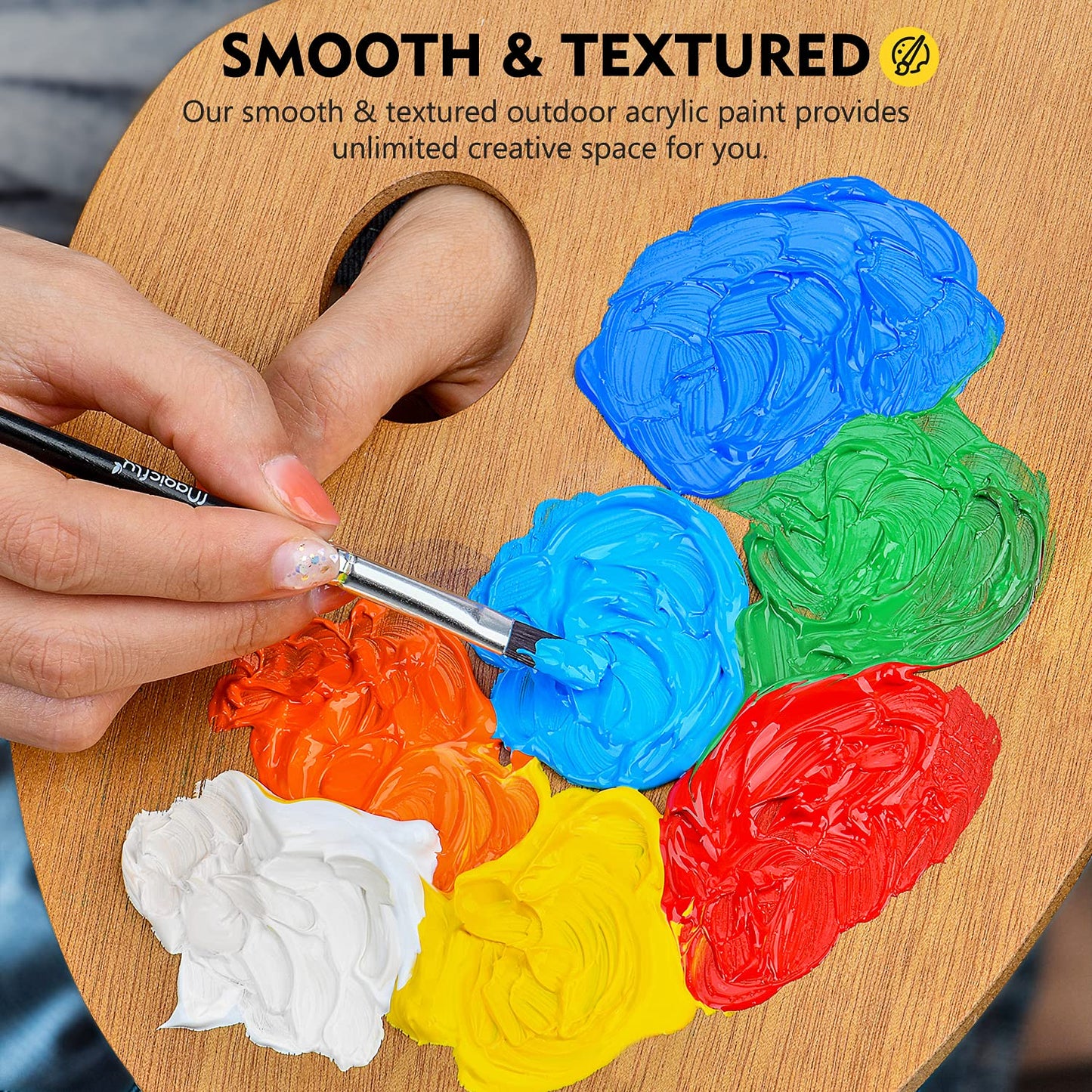 Outdoor Acrylic Paint, Set of 30 Colors/Tubes (60 ml, 2 oz.) with Storage Box, Rich Pigments, Multi-Surface Paints for Rock, Wood, Fabric, Leather, Paper, Crafts, Canvas and Wall Painting