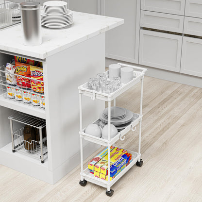 Standard 3-Tier Slim Rolling Storage Cart, White