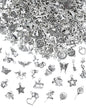 400 PCS Wholesale Bulk Lots Jewelry Making Charms Mixed Smooth Tibetan Silver Alloy Charms Pendants DIY for Bracelet Necklace Jewelry Making and Crafting