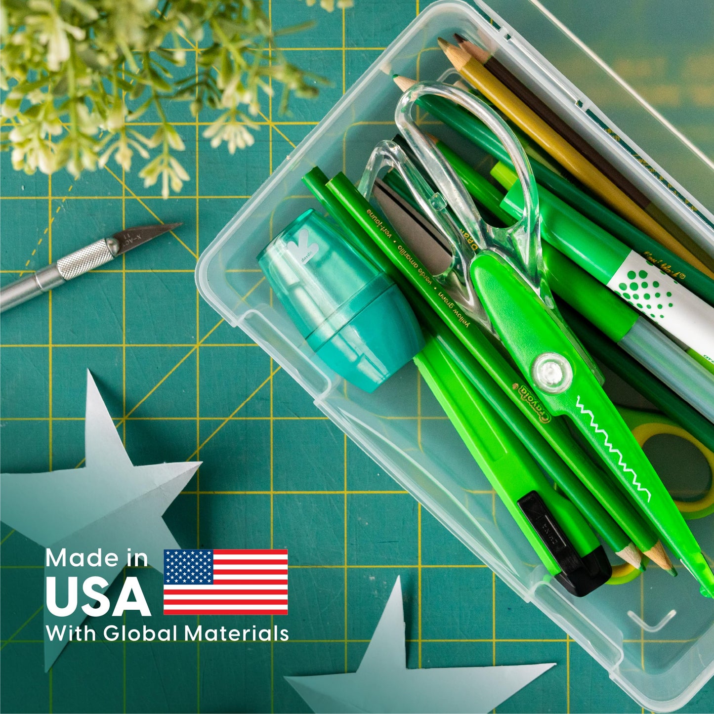 Pencil Case Box Storage Container for Organizing with Snap Lid, 10-Pack, Big Capacity Stackable Plastic Pen Pouch for Craft Hobby Art Supplies Journaling Stationery Sticker, Clear, Medium