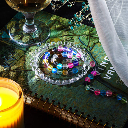 140 Pcs 8 mm Mermaid Glass Beads Bulk Matte Crystal Glass Beads Frosted Moonstone Beads for Jewelry Making Crafts DIY, Multicolor