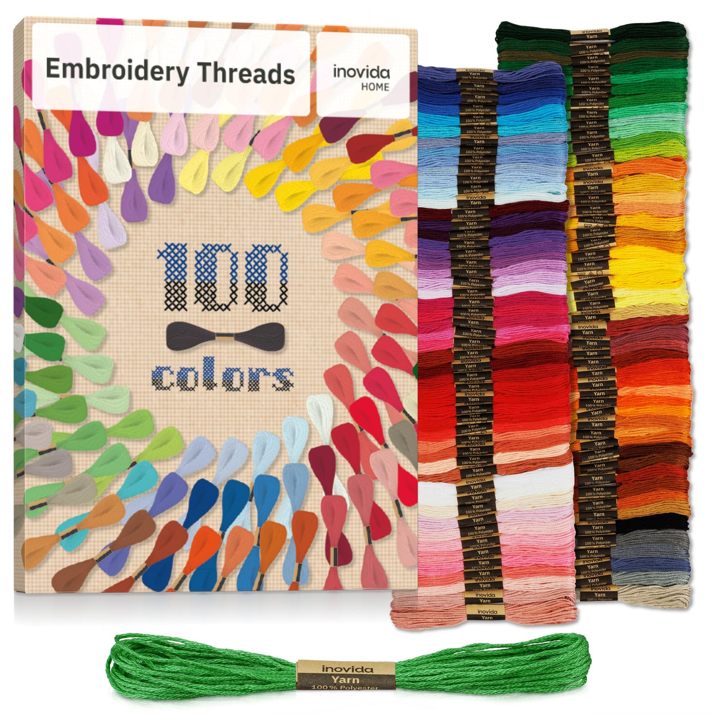 Embroidery Floss Set - 100 Colors, 16 Feet Each: Crafting & Sewing Thread Kit for Friendship Bracelets, Cross Stitch, Weaving, and More – Inovida Embroidery Thread for Beginners and Pros