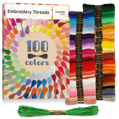 Embroidery Floss Set - 100 Colors, 16 Feet Each: Crafting & Sewing Thread Kit for Friendship Bracelets, Cross Stitch, Weaving, and More – Inovida Embroidery Thread for Beginners and Pros