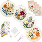 Embroidery Kit for Beginners with Instructions,Cross Stitch Kits for Adults with Pattern,Needlepoint Kits for Adult Include Embroidery Cloth Hoops Needles Threads (flowers2)