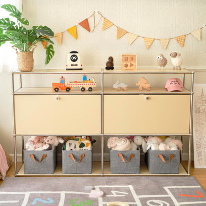 Storage Baskets for Shelves, Basket for Organizing, Organizer Bins, Closet Storage Organizer Bins with Metal Frame, Large, 2-Pack