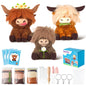 Highland Cow Needle Felting Kit - Set of 3 Different Highland Cow Doll Wool Felt Needle Felting Tools Foam Pad, DIY Home Decoration Needle Felting Craft Party Supplies for Beginners