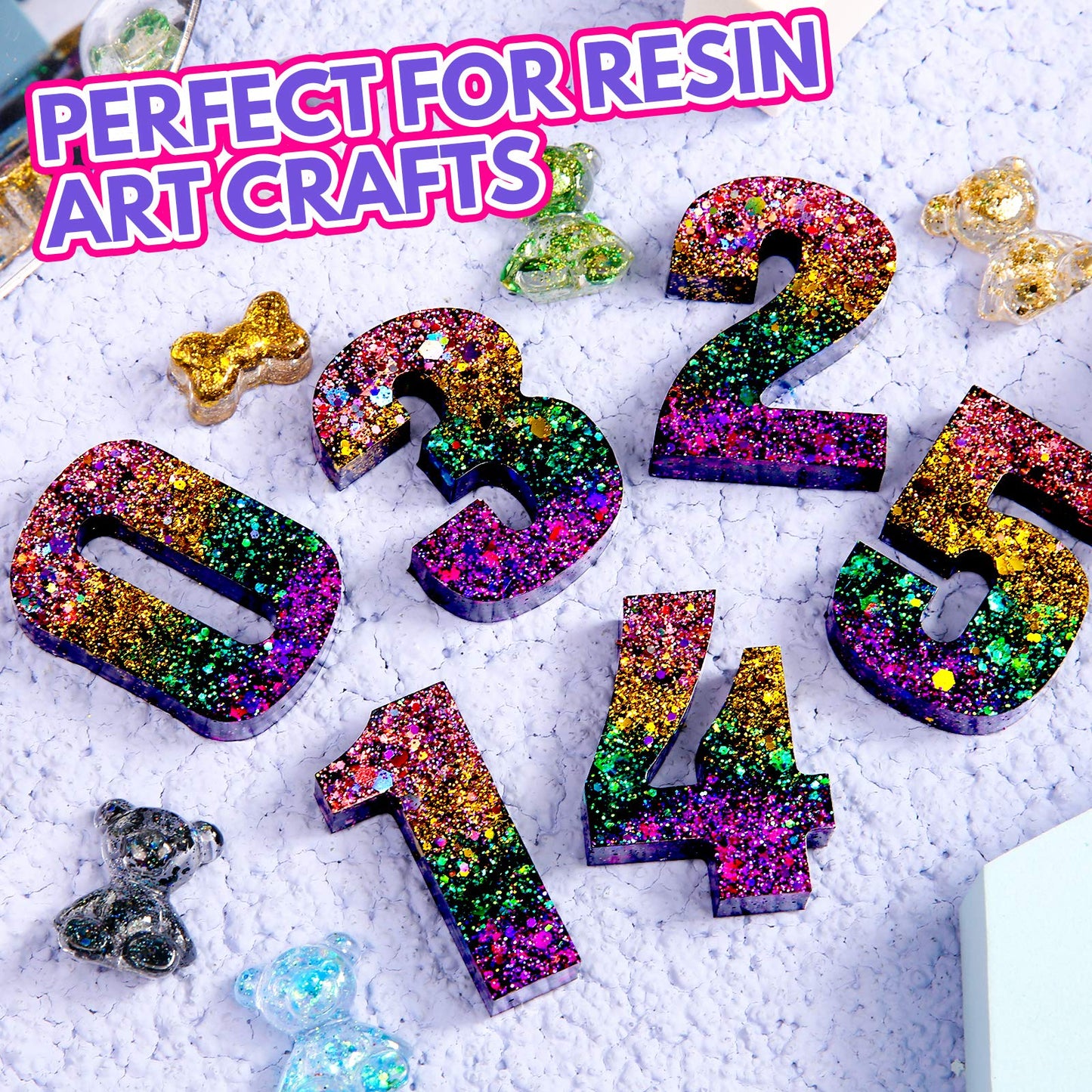 Holographic Chunky Glitter, 15 Colors Craft Glitter for Resin, Nail Body, Jewelry Arts and Crafts, with 5 Mixing Spoons