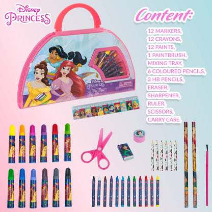 Stitch Kids Art Set 40 Plus Pieces Princess Kids Colouring Sets Paints Colouring Pencils Markers Crayons Travel Art Supplies Gifts for Kids (Pink Princess Set)