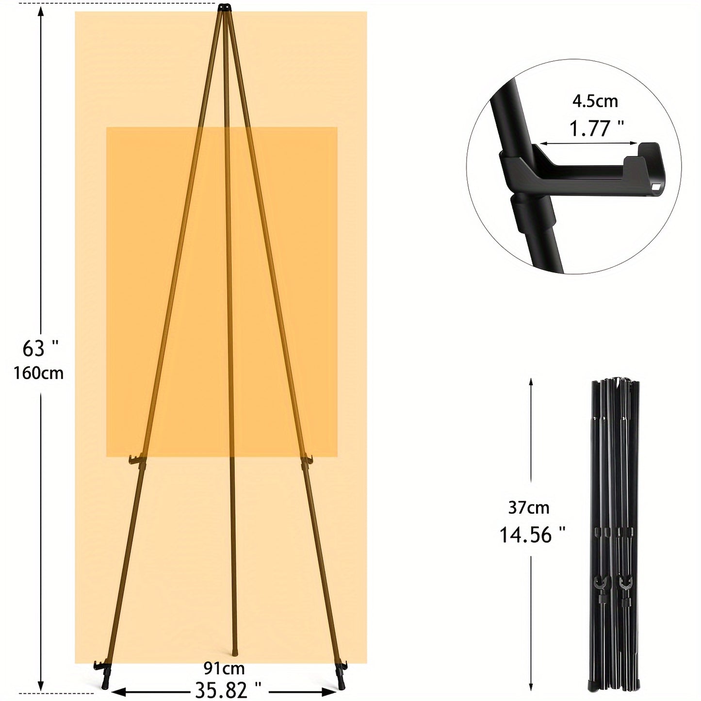 Instant Display Easel Stand, Heavy Duty Adjustable Height 63" Metal Tripod Floor Easel