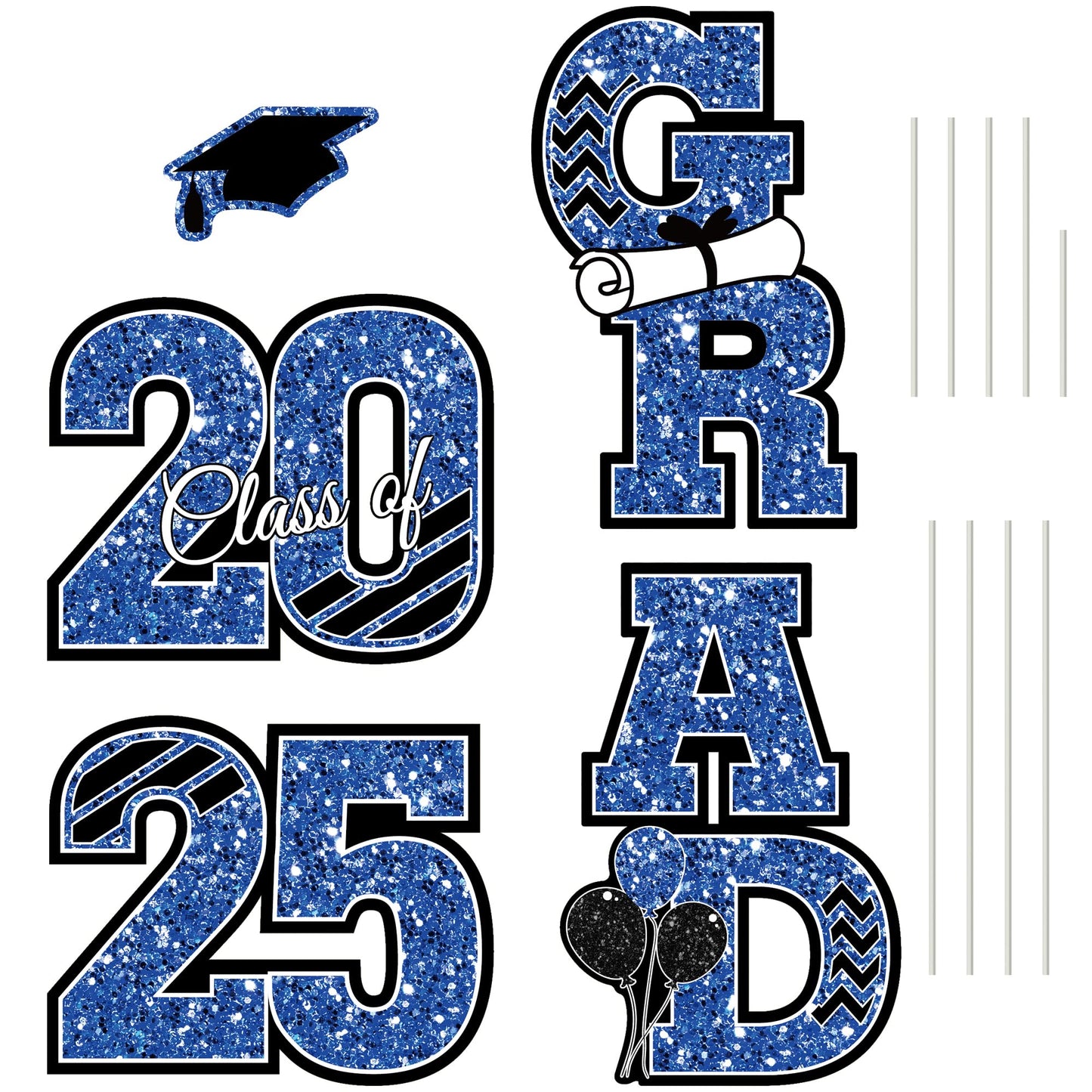 2025 Graduation Decorations, Large Congrats Grad Yard Signs With Stakes, Class of 2025 Glitter Plastic Congratulations Graduate Lawn Signs for College School Party Supplies