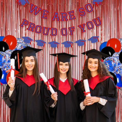 2 Pack Red Tinsel Foil Fringe Curtains Backdrop, Sparkle Tinsel Backdrop Curtains for Memorial Day Decorations Graduation Class of 2025 Birthday Party Decorations