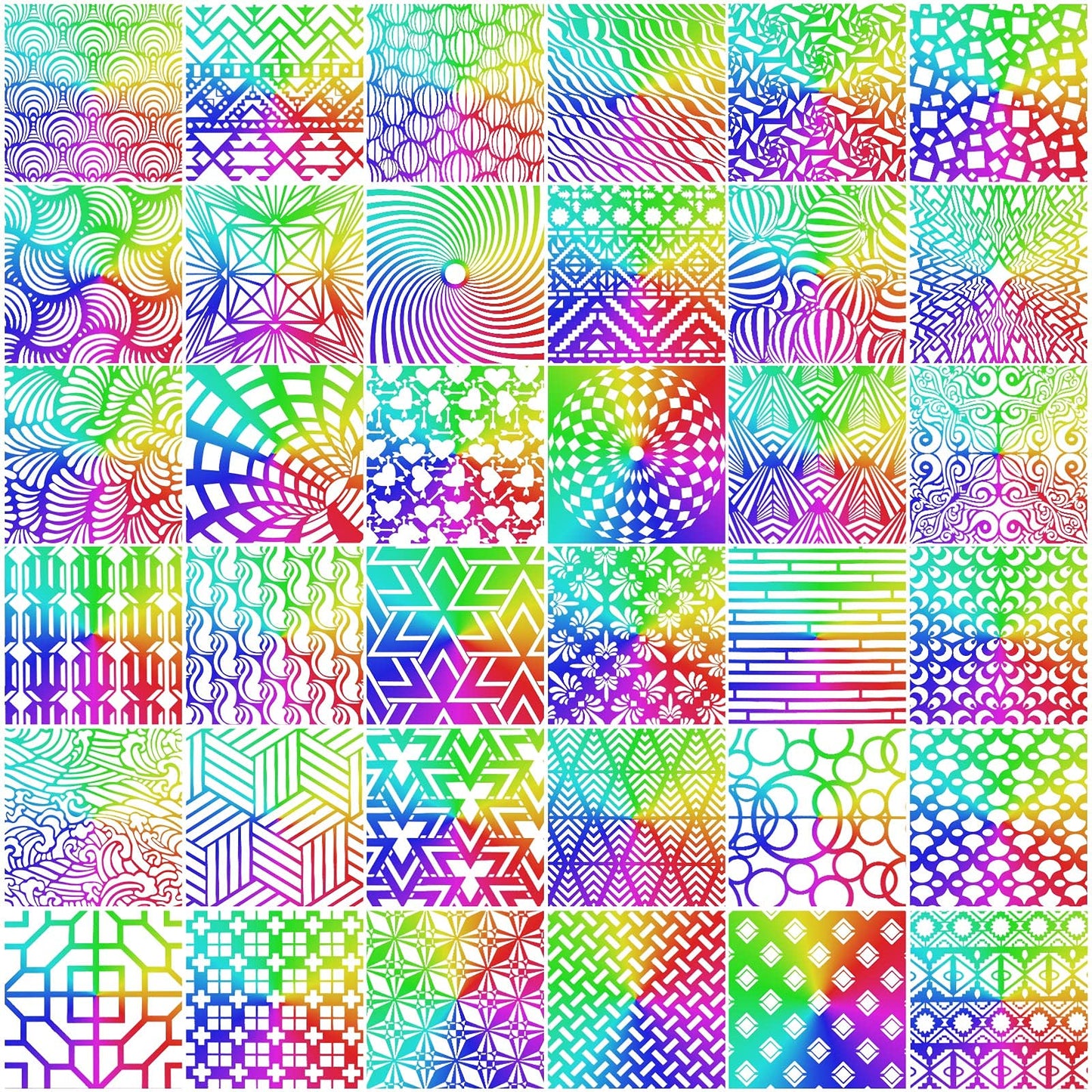 36 Pieces Geometric Stencils Painting Templates Mandala Art Drawing Stencil Templates for Scrapbooking Cookie Tile Furniture Wall Floor Decor Drawing Tracing DIY Art Supplies (7.87 x 7.87 Inches)