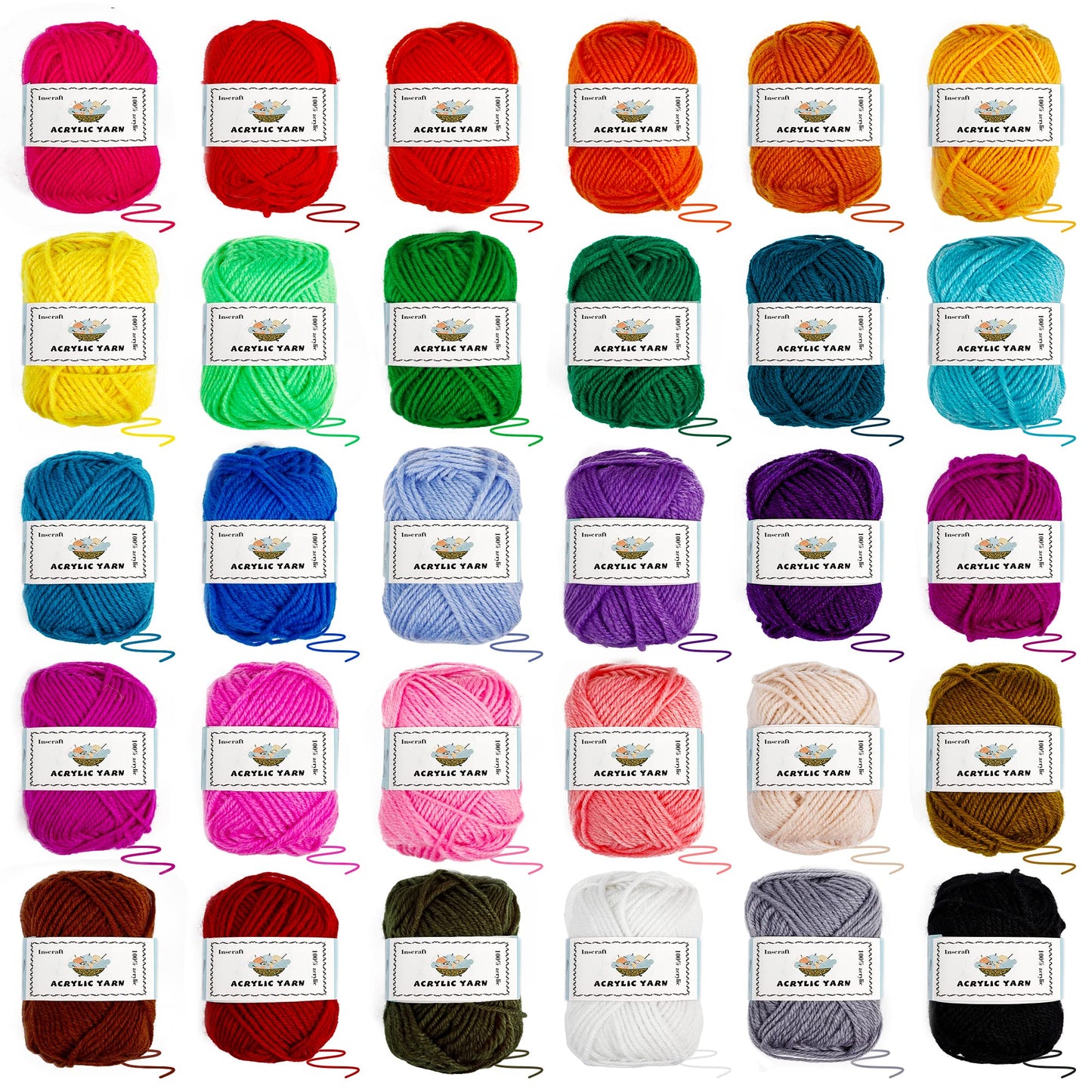 Crochet Yarn Kit for Beginners Adults and Kids, Includes 1650 Yards 30 Colors Acrylic Skeins, User Manual, Hooks, Wine Bag etc, Make Amigurumi & Projects, Starter Set Professionals
