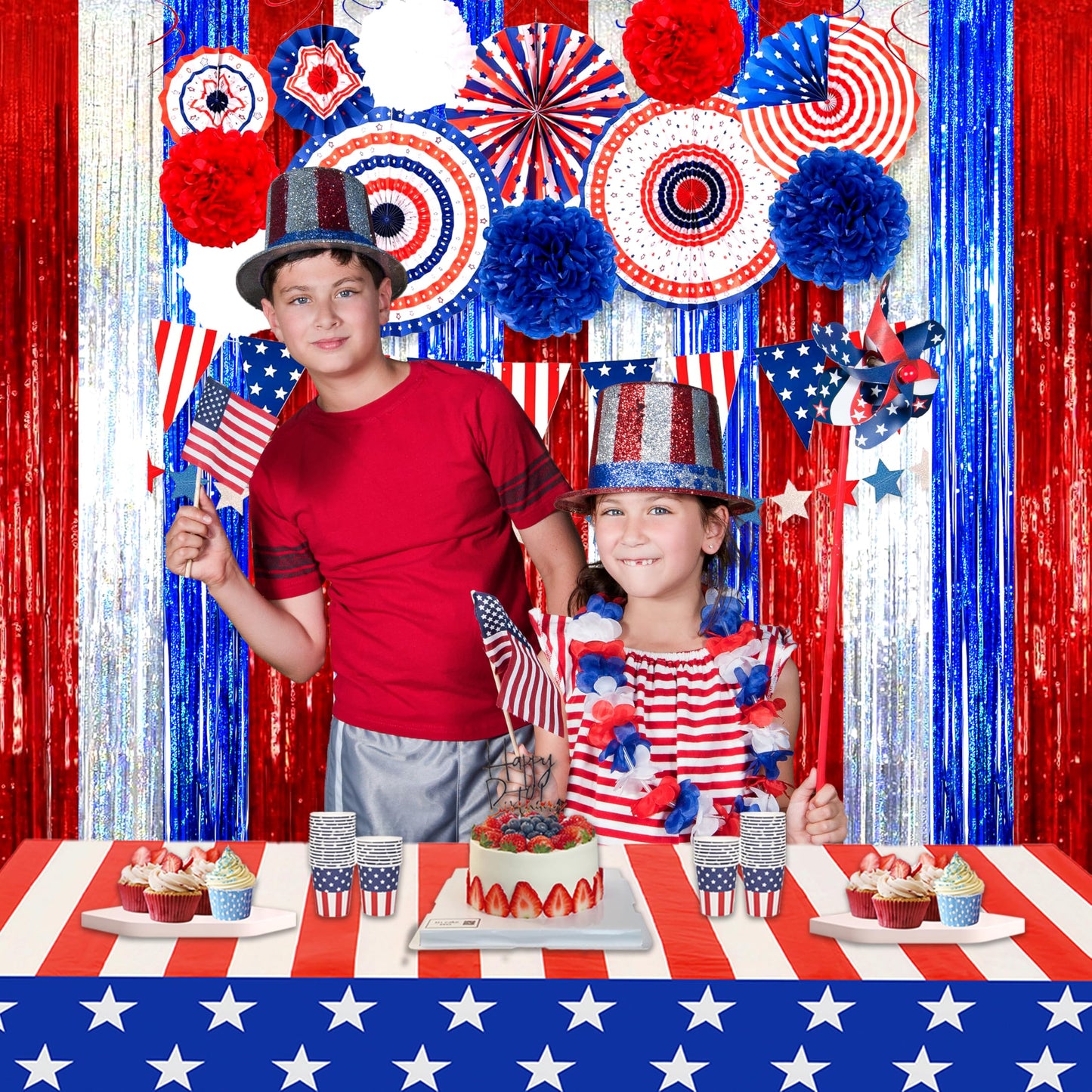 Foil Fringe Curtains Red Streamers Party Decorations - Melsan 3 Pack 3.2 x 8.2 ft Red Tinsel Curtain Party Photo Backdrop for Birthday Party Baby Shower or Graduation Decorations