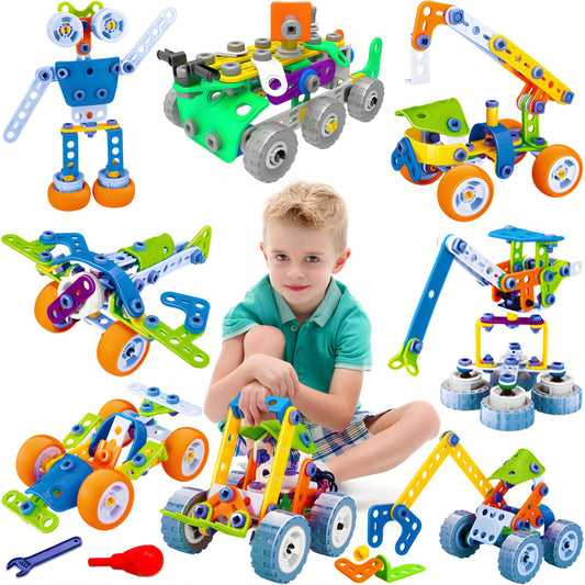 11 in 1 Stem Building Toys for Kids Ages 4-8 Easter STEM Toys for 4 5 6 7 8+ Year Old Boy Birthday Gift Idea, 175 Pcs Educational Construction Toys for Boys 5-7 4-6 6-8 Erector Set Blocks Game
