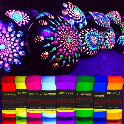 Extreme Glow in The Dark Colours Set | Neon Glow Colours that Glow in the Dark | Rechargeable & Luminous | by Luminous