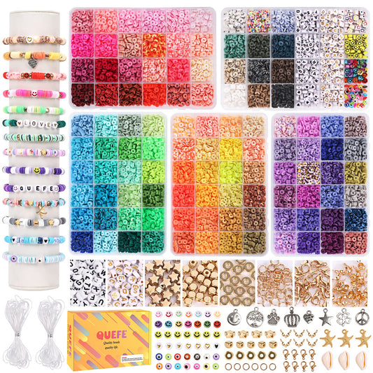 10800pcs Clay Beads for Bracelet Making Kit, 108 Colors Polymer Heishi Beads for Girls 8-12, Letter Beads for Jewelry Making Kit, for Preppy, Gifts, Crafts