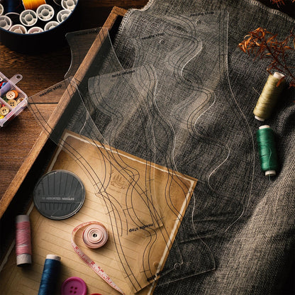 5 Pcs Quilting Ruler and Templates 10.24 Inches Waves Ruler Acrylic Quilting Templates for Machine Quilting Free Motion Quilting Stencils Wavelengths Sewing Rulers for Patchwork Splicing