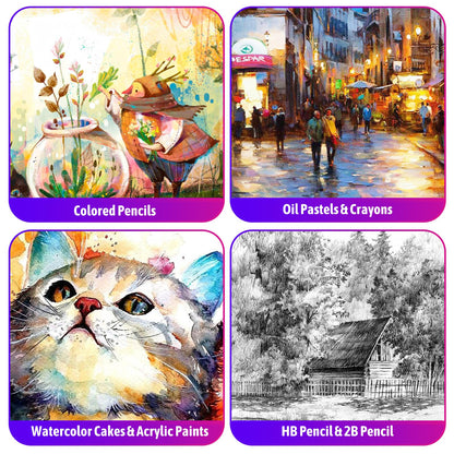 Art Supplies, iBayam 195 Pack Art Set Drawing Kit for Kids Teens Girls Boys Adult, Arts and Crafts Painting Kit, Art Kits Paint Set with Acrylic Pad, Sketchbooks, Watercolor Pad, Canvases, Gift Box