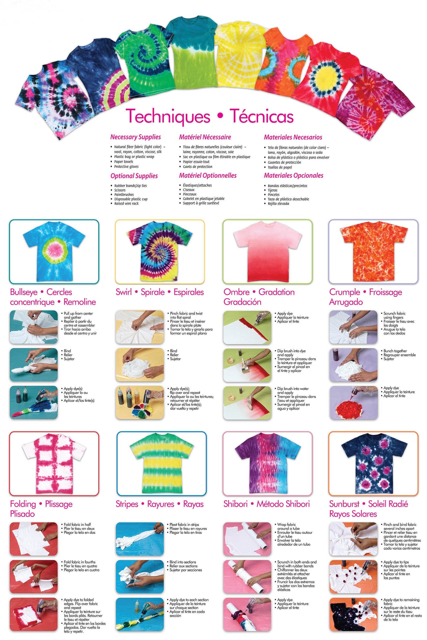 One-Step Tie-Dye Kit Party for 5, 15 Rainbow Colors for Fabric