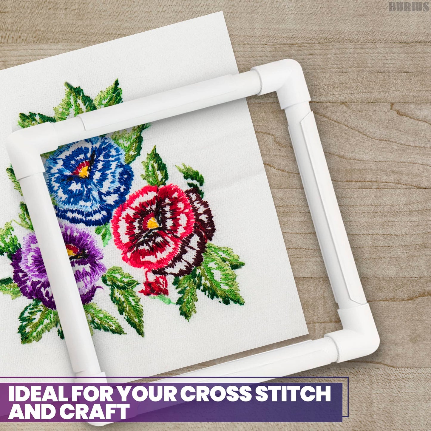 11 Inch Plastic Embroidery Hoop - Snap Needlework Frame White Plastic Sewing Hoops Hand Embroidery Hoops - Snap Needlework Frame Cross Stitch Frame Square Embroidery Hoop for Cross Stitching, Quilting