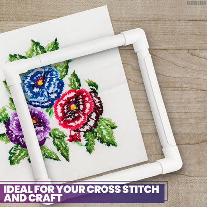 11 Inch Plastic Embroidery Hoop - Snap Needlework Frame White Plastic Sewing Hoops Hand Embroidery Hoops - Snap Needlework Frame Cross Stitch Frame Square Embroidery Hoop for Cross Stitching, Quilting