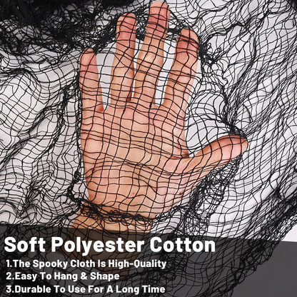 4 Pack Halloween Creepy Cloth Decorations, 30X72 Inch Black Scary Gauze, Spooky Decor for Haunted House, Outdoor Patio, Garden, Indoor Wall Windows - Black Cheesecloth