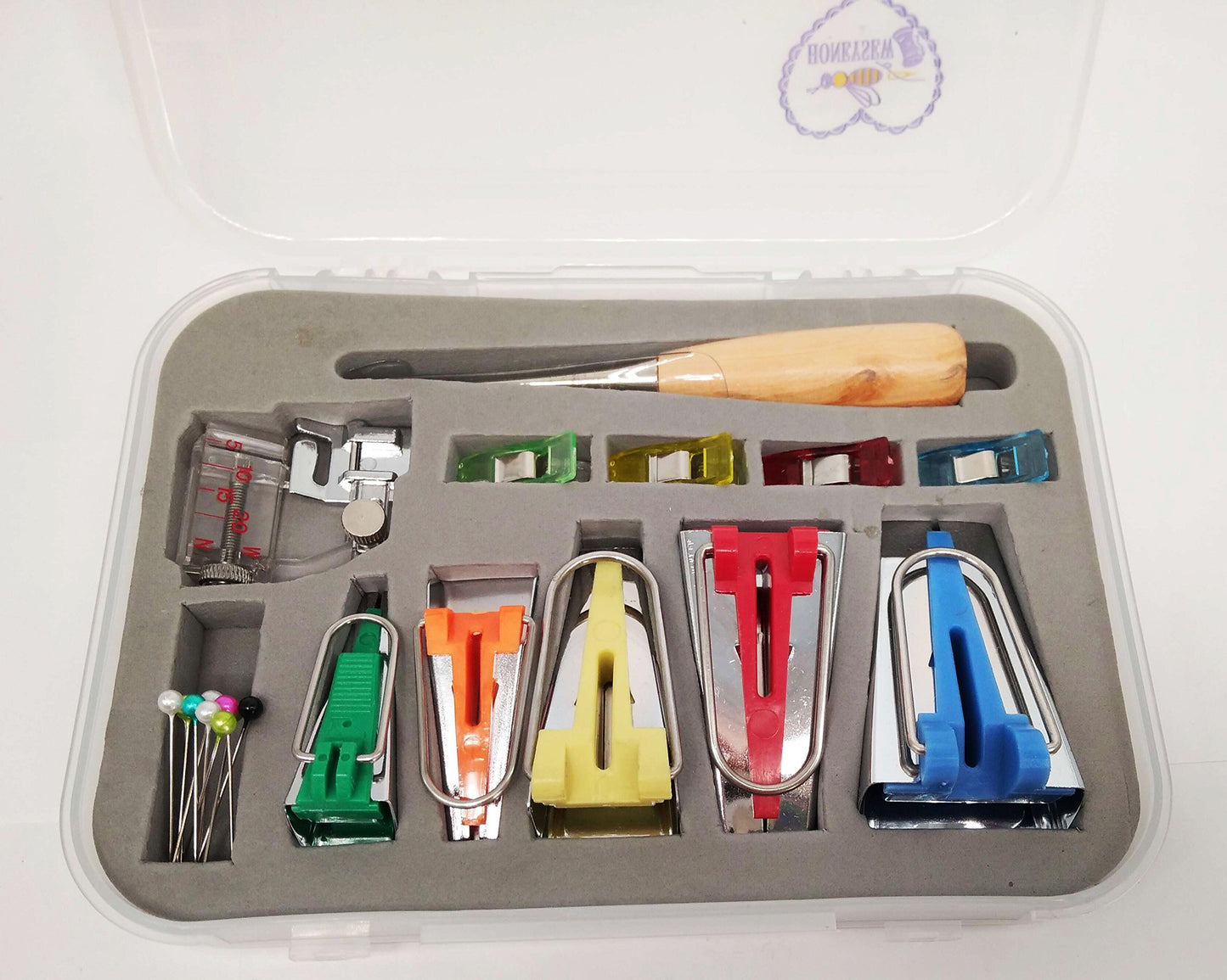 Bias Tape Maker Kits All 5 Sizes 6MM 9MM 12MM 18MM 25MM Binding Foot Craft Clips Awl Quilter's Pin