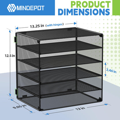 6 Tier Desk Organizer Paper Tray, Metal File Holder Desktop Organizers and Workspace Accessories for School Office Organization Storage Rack (1, Black)