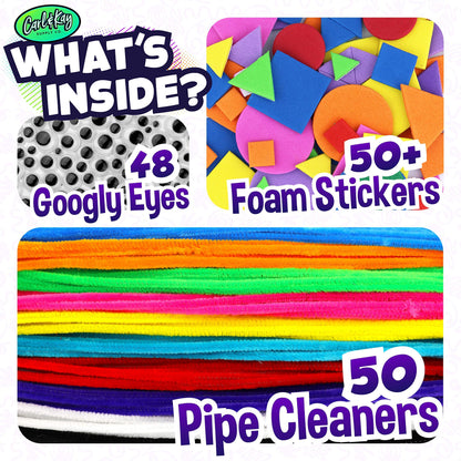 Arts and Crafts Supplies Kit for Kids - Boys and Girls Age 4 5 6 7 8 Years Old - Toddler Art Set Activity Materials - Great for Preschool and Kindergarten Crafting Project - Carl & Kay