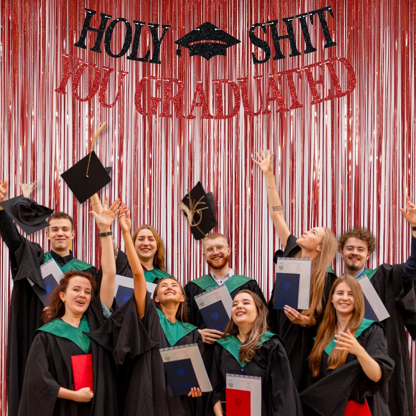 Foil Fringe Curtains Red Streamers Party Decorations - Melsan 3 Pack 3.2 x 8.2 ft Red Tinsel Curtain Party Photo Backdrop for Birthday Party Baby Shower or Graduation Decorations