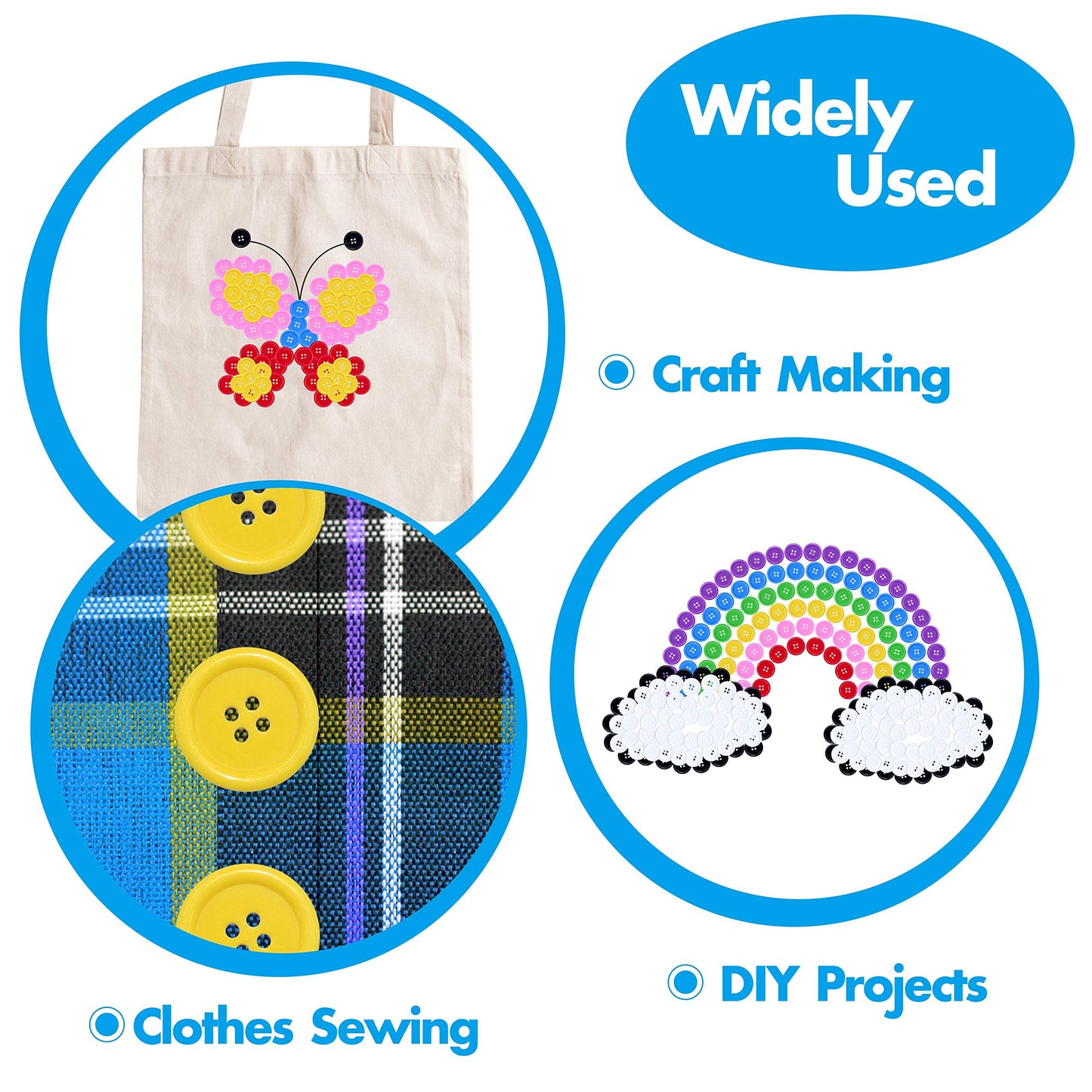 240 PCS in 8 colors Round Multicolored 4 holes Resin Buttons 25mm for Sewing Craft (1 Inch)