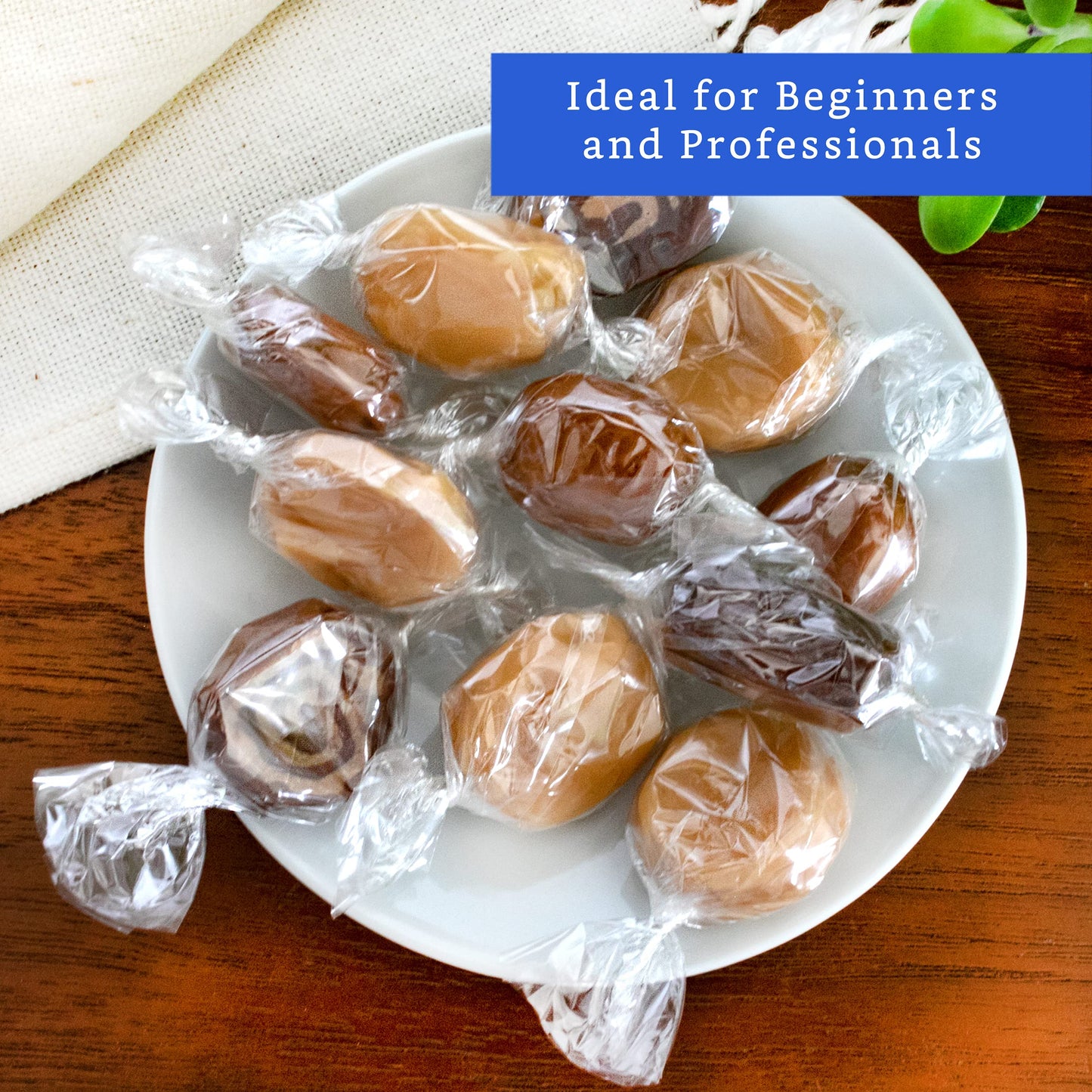 Clear Candy Wrappers for Caramels (300 Pcs 5 x 5 inches) - Natural Clear Cellophane Candy Wrapper - Caramel Wrappers - Wrapping Paper for Caramels, Chocolate, Nougat and Lollipops