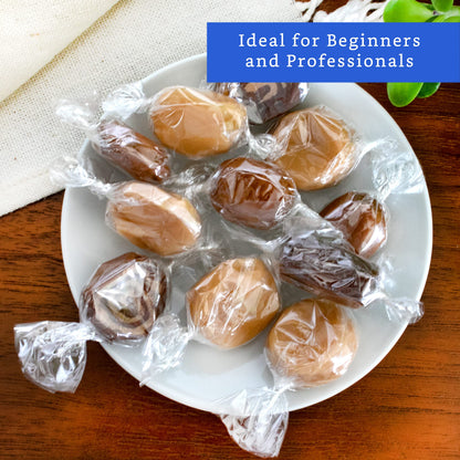 Clear Candy Wrappers for Caramels (300 Pcs 5 x 5 inches) - Natural Clear Cellophane Candy Wrapper - Caramel Wrappers - Wrapping Paper for Caramels, Chocolate, Nougat and Lollipops