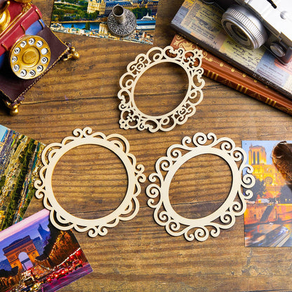 18 Pieces Wood Frames for Crafts Unfinished Wood DIY Picture Unfinished Picture Frames Ornament Craft with Ropes for DIY Christmas Tree Hanging Decor Photo Display 5.9 x 4.7 Inch