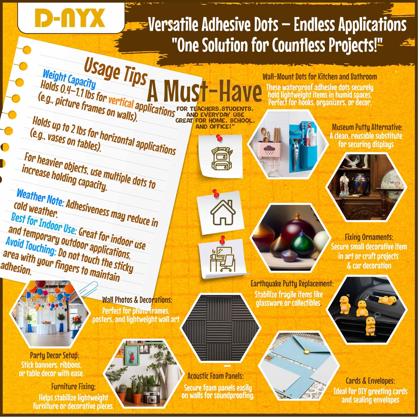 Double Sided Tape Sticky Dot Stickers 280, 350, 450, 550 or 700 Pack Removable Putty No Trace Clear Sticky Tack Waterproof Small Stickers for Festival Decoration Picture (350 Sticky Dots)