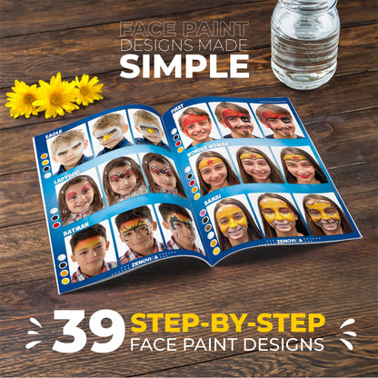 Face Painting Kit for Kids - 28 Colors Professional Face Paint Kit, Non-Toxic and Hypoallergenic, Stencils, Book, Halloween Makeup Kit - Safe and Easy to Use Face Paint Kit for Kids