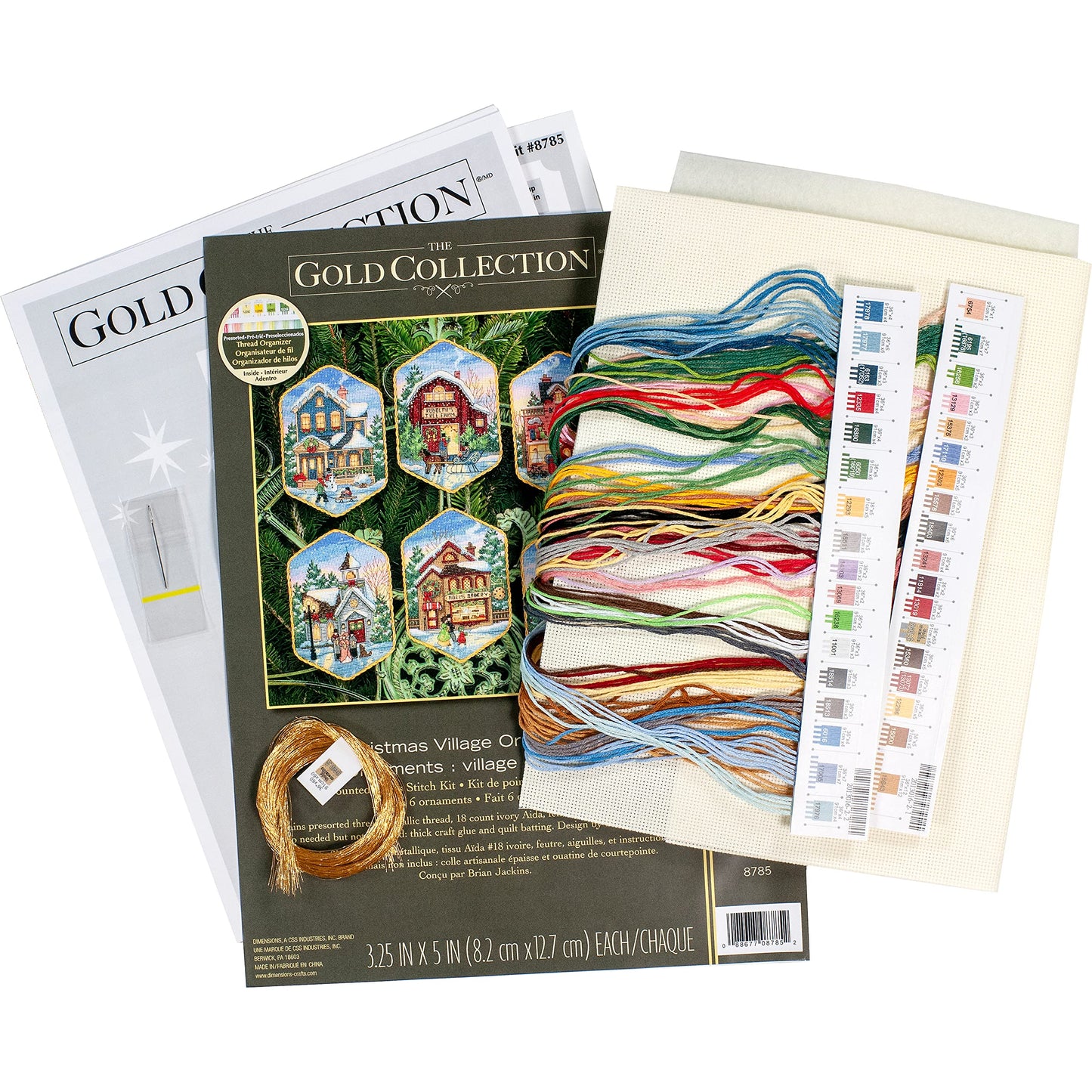 Gold Collection Christmas Village Counted Cross Stitch Ornament Kit, 6 pcs