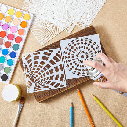 36 Pieces Geometric Stencils Painting Templates Mandala Art Drawing Stencil Templates for Scrapbooking Cookie Tile Furniture Wall Floor Decor Drawing Tracing DIY Art Supplies (7.87 x 7.87 Inches)