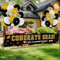 36 Pieces Class of 2025 Graduation Party Decorations Banner, Large Congrats Grad Banner with 35 Pieces Balloons 2025 Yard Signs for High School College Graduation Party Supplies(Black Gold)