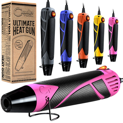 Heat Gun for Crafting, Mini Dual Temp Hot Air Gun Tool for Epoxy Resin, Shrink Wrapping, Vinyl Wrap, Embossing, Electronics, Candle Making, Sublimation, Phone Repair & DIY (Pink/Black)