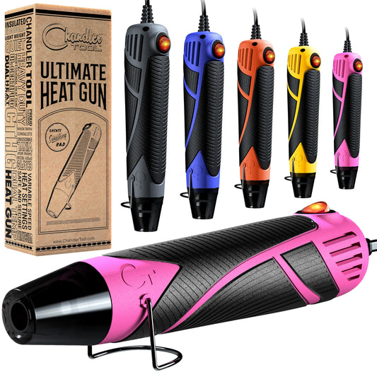 Heat Gun for Crafting, Mini Dual Temp Hot Air Gun Tool for Epoxy Resin, Shrink Wrapping, Vinyl Wrap, Embossing, Electronics, Candle Making, Sublimation, Phone Repair & DIY (Pink/Black)